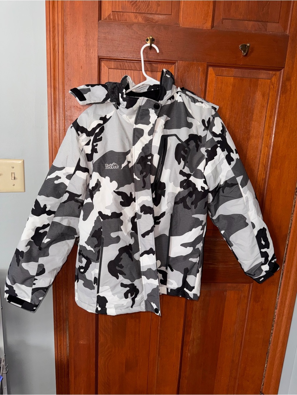 Polarn O. Pyret Black & White Camouflage Puffer Jacket